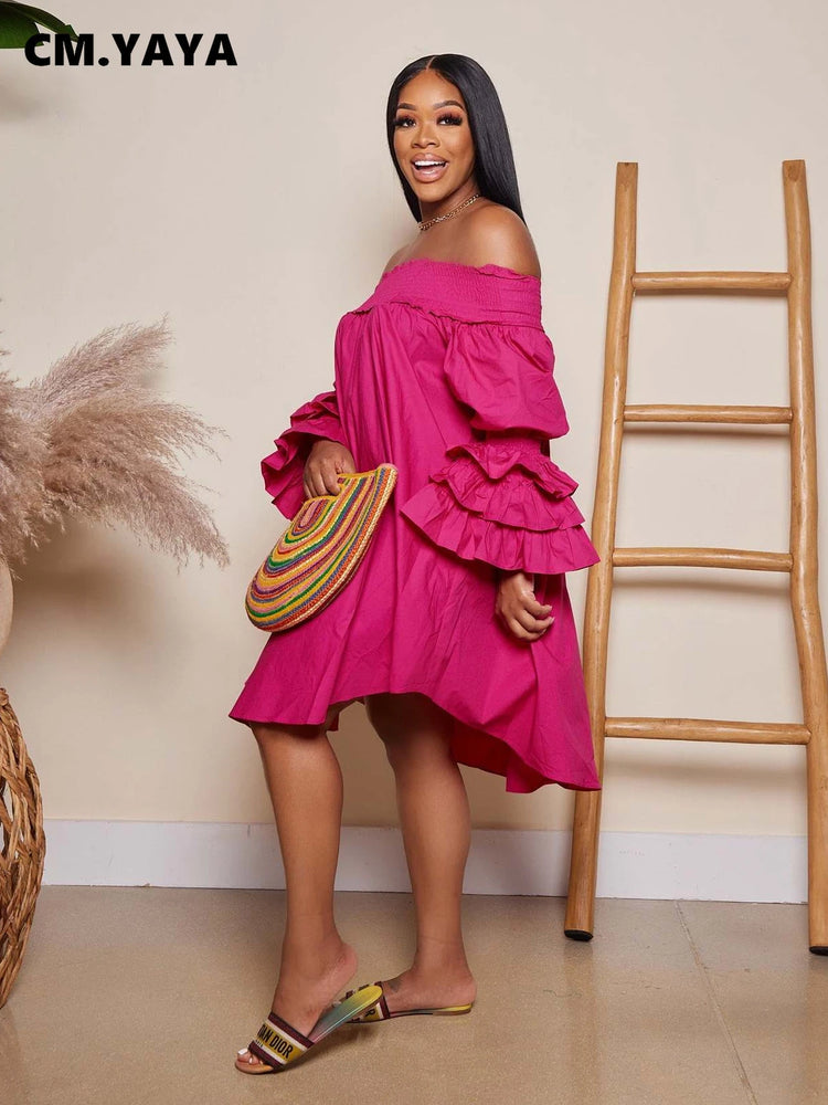 CM.YAYA Chic Women Cascading Ruffles Petal - Lena & Miles Exquisite Boutique LLC.