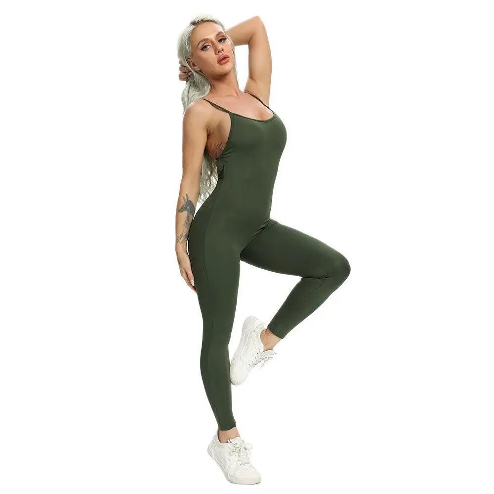 Women Yoga Jumpsuit Backless Workout Catsuit Bodysuit Sleeveless Gym Bodycon Romper Sportswear Fitness Yoga Suit Sexy Sport Set - Lena & Miles Exquisite Boutique LLC.