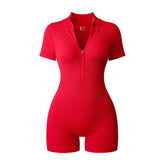 2025 Yoga Jumpsuit Summer Short Sleeve Zipper Sports Wear Gym Fitness Sports Bodysuits Women Fashion Running Yoga Fitness Suit - Lena & Miles Exquisite Boutique LLC.