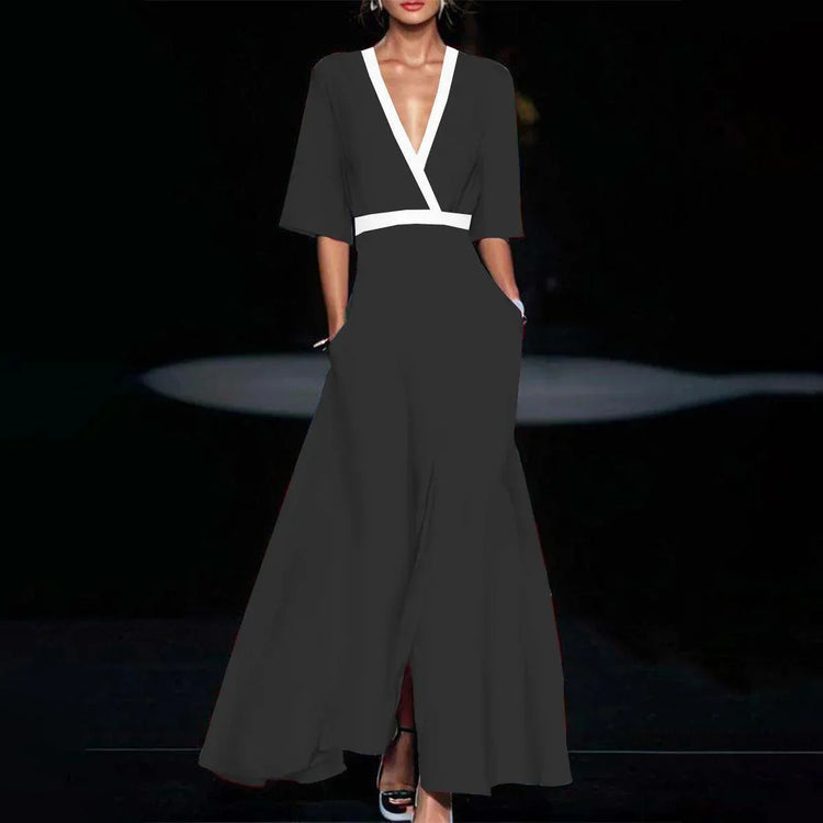 Women Fashion 2024 Spring V Neck Belted Party - Lena & Miles Exquisite Boutique LLC.