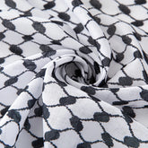 Classic Plaid Print Hijab Scarf Pompom Tassels Black and White Square Shemagh Muslim Headscarf Women Arab Keffiyeh Hijabs - Lena & Miles Exquisite Boutique LLC.