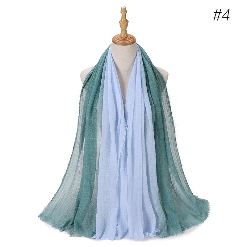 Two Color Crinkle Gradient Color Hijab Tie - Lena & Miles Exquisite Boutique LLC.