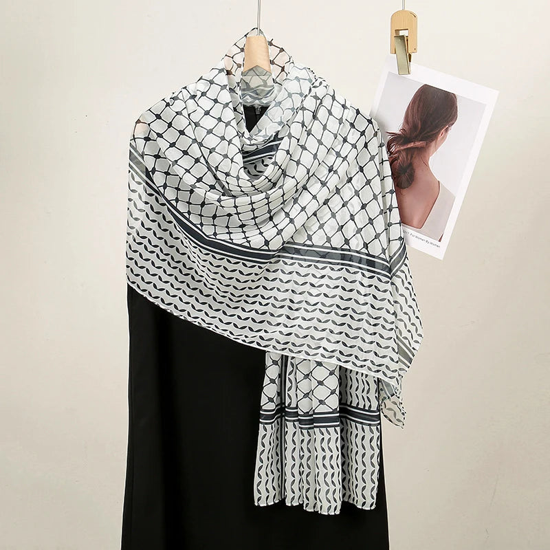 Hot Arab Chiffon Scarf Women Muslim Hijab Islamic Scarves Shawl Printed Arab Long Prayer Scarf Breathable Uae Plaid Long Scarf - Lena & Miles Exquisite Boutique LLC.