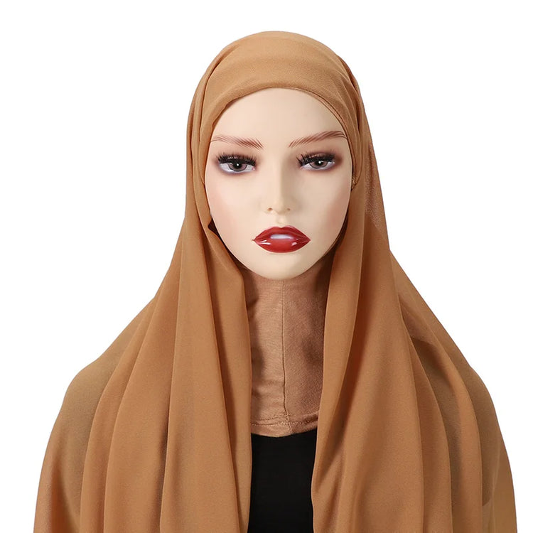 Full Cover Inner Muslim Chiffon Hijab Instant Scarf Islamic Cap Head Wear Caps Underscarf Bone Bonnet Headcover - Lena & Miles Exquisite Boutique LLC.