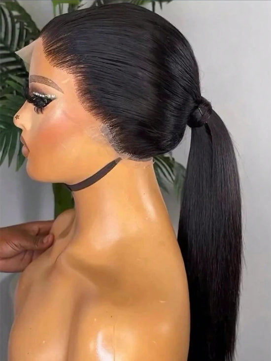 Hidden Strap Drawstring Wig 360 Full Lace Straight Wigs Human Hair Hd 13X4 Lace Frontal Wig Glueless 5x5 Closure Pre Cut Wigs