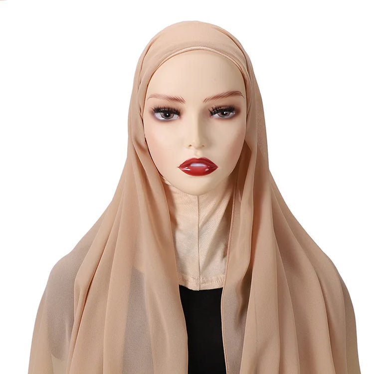 Full Cover Inner Muslim Chiffon Hijab Instant Scarf Islamic Cap Head Wear Caps Underscarf Bone Bonnet Headcover - Lena & Miles Exquisite Boutique LLC.