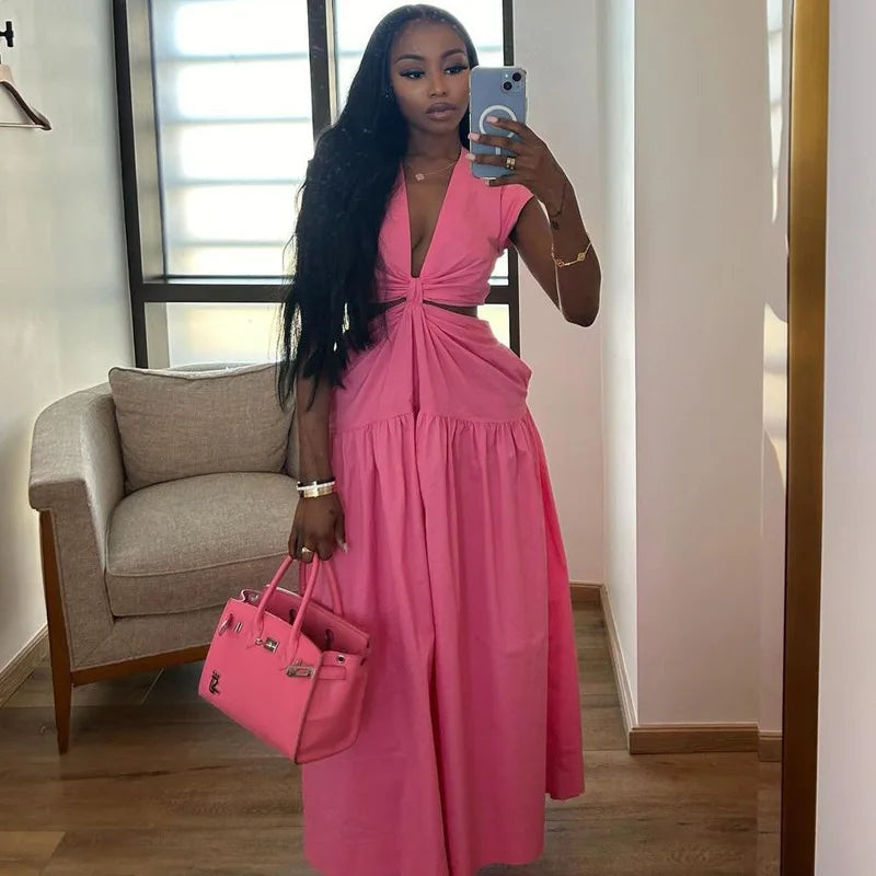 CM.YAYA Women Short Sleeve Tie Up Open Waist - Lena & Miles Exquisite Boutique LLC.