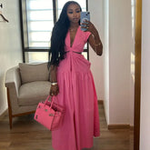 CM.YAYA Women Short Sleeve Tie Up Open Waist - Lena & Miles Exquisite Boutique LLC.