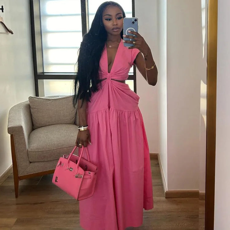 CM.YAYA Women Short Sleeve Tie Up Open Waist - Lena & Miles Exquisite Boutique LLC.