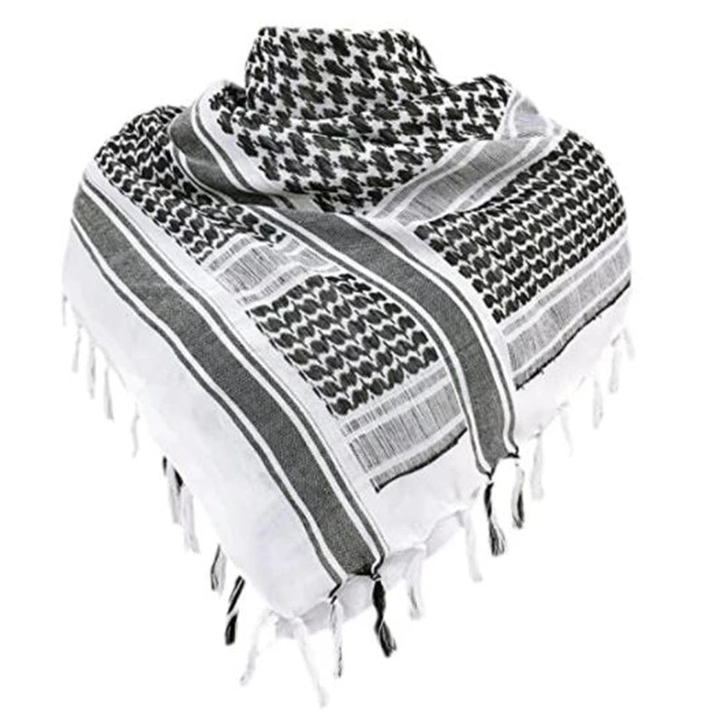 136X133CM Tactical Desert Shemagh Keffiyeh Arab Tessel Scarf Wrap Outdoor Windproof Dustproof Face Protective Scarf Men Women - Lena & Miles Exquisite Boutique LLC.