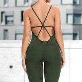 Women Yoga Jumpsuit Backless Workout Catsuit Bodysuit Sleeveless Gym Bodycon Romper Sportswear Fitness Yoga Suit Sexy Sport Set - Lena & Miles Exquisite Boutique LLC.