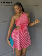 CM.YAYA Women Pleated One Shouloder Sleevel - Lena & Miles Exquisite Boutique LLC.