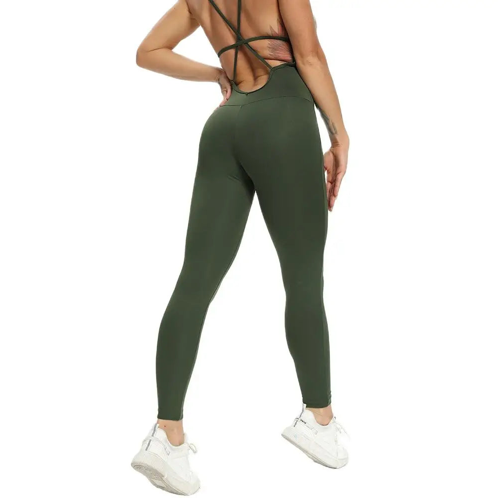 Women Yoga Jumpsuit Backless Workout Catsuit Bodysuit Sleeveless Gym Bodycon Romper Sportswear Fitness Yoga Suit Sexy Sport Set - Lena & Miles Exquisite Boutique LLC.
