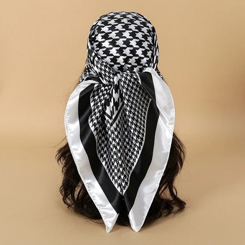 2024 Luxury Brand Bandana Silk Square Leopard Print Scarf Women Satin Shawl Hijab Female Scarves Hair Band Headkerchief - Lena & Miles Exquisite Boutique LLC.