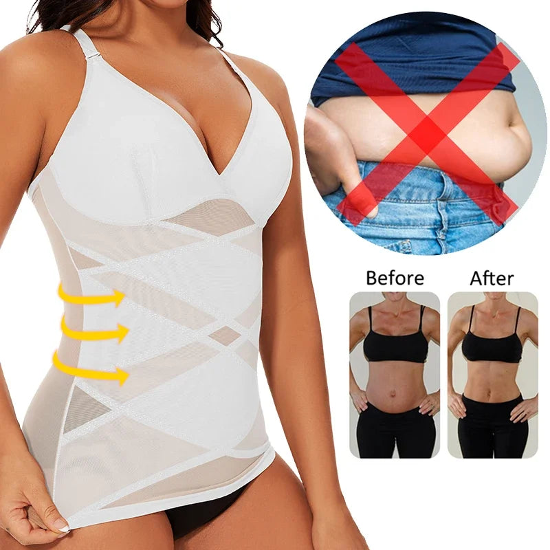 MISSMOLY Women Built in bra Shapewear Camisole Tummy Control Body Shaper Slimming Underwear Compression Corset Bustier Tank Tops - Lena & Miles Exquisite Boutique LLC.