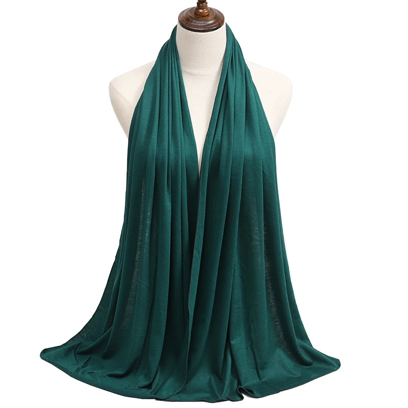 2023 New Modal Cotton Jersey Hijab Scarf Long Muslim Shawl Plain Soft Turban Tie Head Wraps For Women Africa Headband 170x60cm - Lena & Miles Exquisite Boutique LLC.