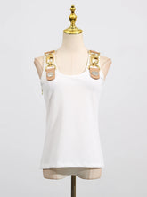 VGH American Retro Streetwear Tops for Women Square Collar Sleevelesss Patchwork Metal Buckle Waistcoat Female Summer Clothing - Lena & Miles Exquisite Boutique LLC.