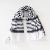 Classic Plaid Print Hijab Scarf Pompom Tassels Black and White Square Shemagh Muslim Headscarf Women Arab Keffiyeh Hijabs - Lena & Miles Exquisite Boutique LLC.
