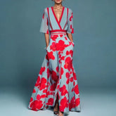 Women Fashion 2024 Spring V Neck Belted Party - Lena & Miles Exquisite Boutique LLC.