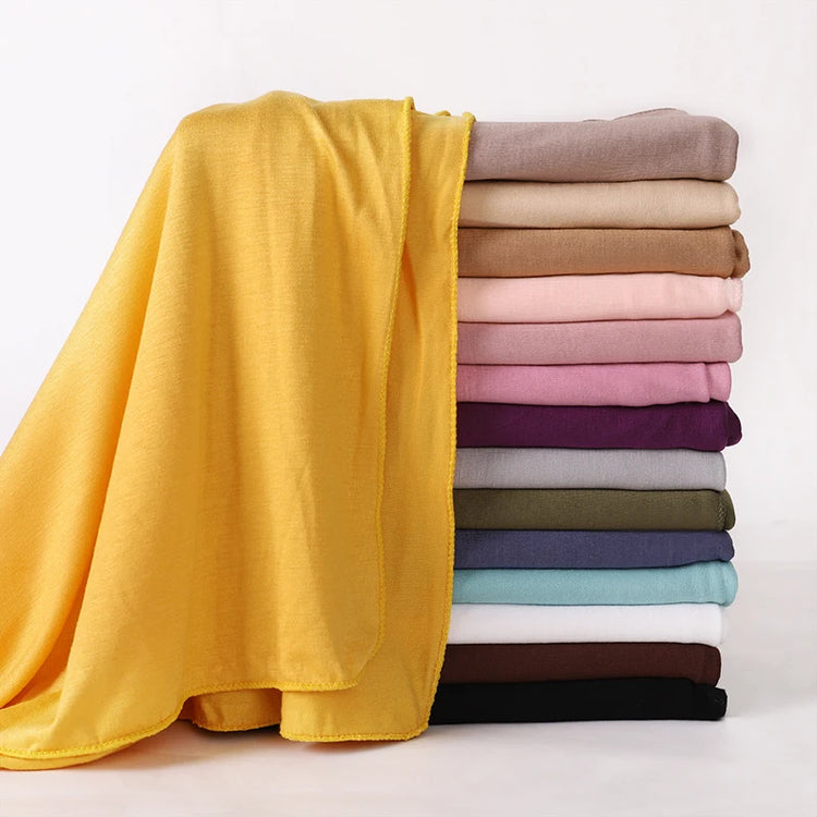 2023 New Modal Cotton Jersey Hijab Scarf Long Muslim Shawl Plain Soft Turban Tie Head Wraps For Women Africa Headband 170x60cm - Lena & Miles Exquisite Boutique LLC.