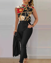 Summer Set Printed Round Neck Sleeveless Top - Lena & Miles Exquisite Boutique LLC.