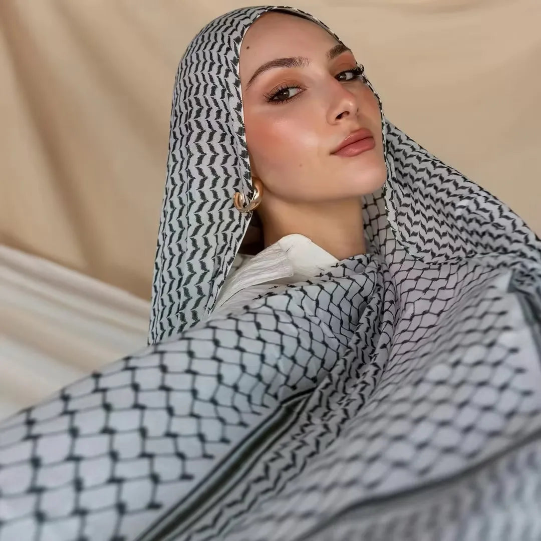 Hot Arab Chiffon Scarf Women Muslim Hijab Islamic Scarves Shawl Printed Arab Long Prayer Scarf Breathable Uae Plaid Long Scarf - Lena & Miles Exquisite Boutique LLC.
