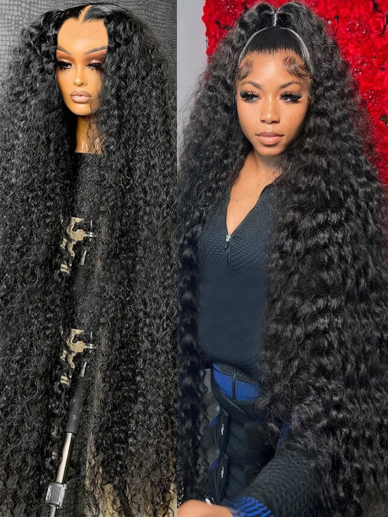 300% Density 13x6 Hd Transparent Loose Deep Wave Lace Frontal Wig Brazilian 40 46 Inch 13x4 360 Curly Lace Front Wigs For Women