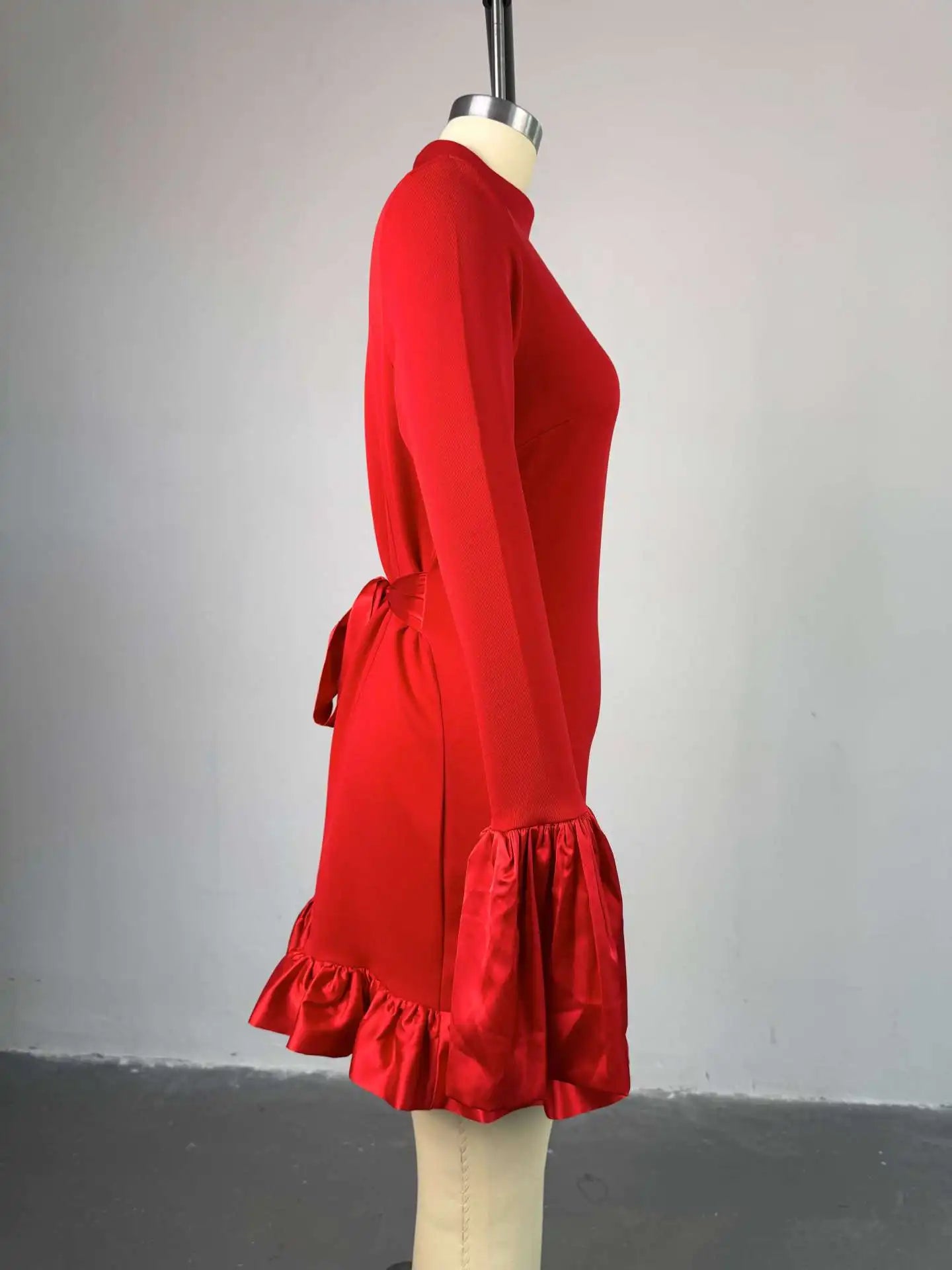 CM.YAYA Women O-neck Long Flare Sleeve Ruff - Lena & Miles Exquisite Boutique LLC.