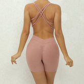 V Back One-Piece Suit Scrunch Sports Jumpsuit Women Gym Rompers Female Quick-Drying Yoga Clothing Fitness Sexy Bodysuits Women - Lena & Miles Exquisite Boutique LLC.