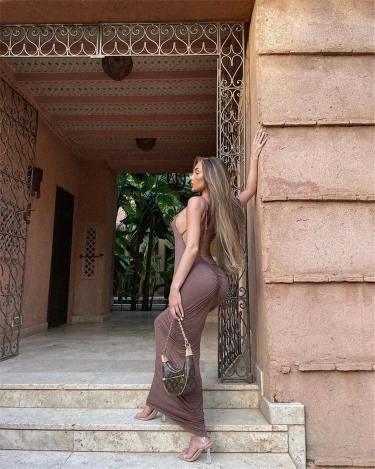 Mozision Spaghetti Strap Backless Bodycon - Lena & Miles Exquisite Boutique LLC.