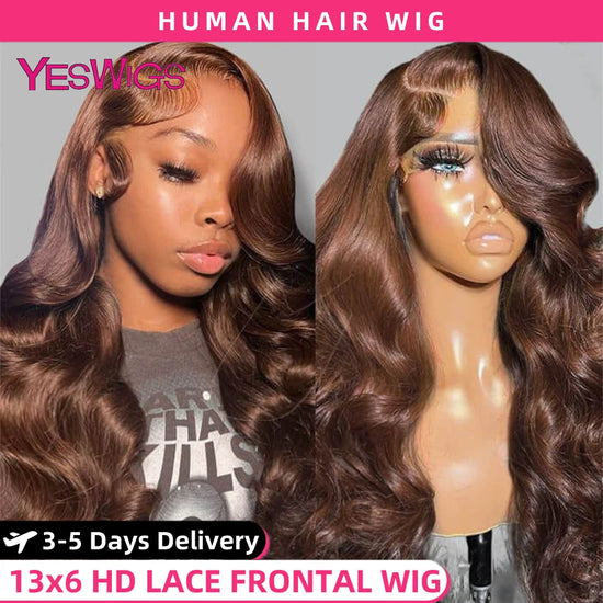 Chocolate Brown Lace Front Wigs Body Wave Brazilian Colored 30 Inch 13x6 Brown Lace Frontal Wig 100% Human Hair Wigs Pre Plucked