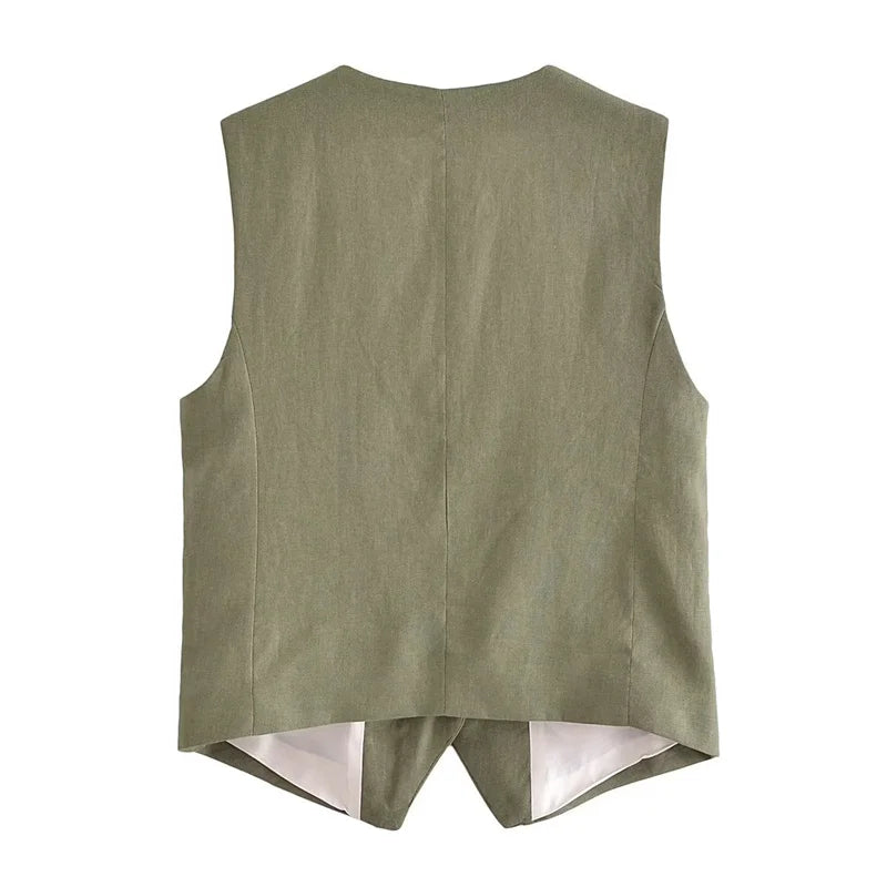 KEYANKETIAN Summer New Linen Texture V- - Lena & Miles Exquisite Boutique LLC.