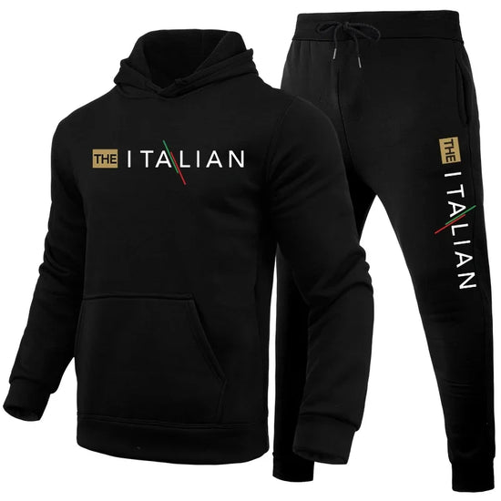 2025 Mens Tracksuit Casual Hooded Sweatshirts+Sweatpants 2 Pcs Set Simplicity Print Sports Jogging Versatile Clothing Hot Sales