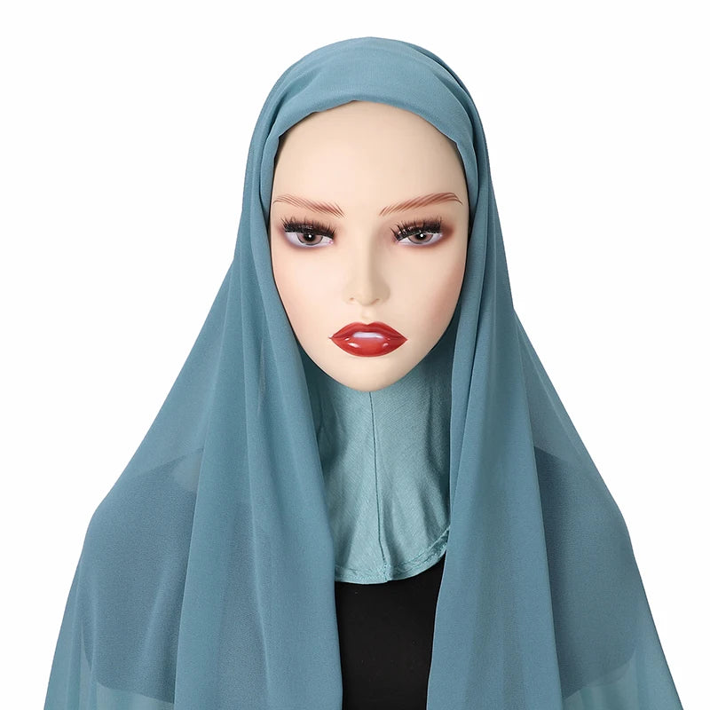 Full Cover Inner Muslim Chiffon Hijab Instant Scarf Islamic Cap Head Wear Caps Underscarf Bone Bonnet Headcover - Lena & Miles Exquisite Boutique LLC.