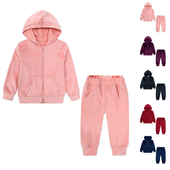 2025 Kids Boy Hoodies Velvet Suit Clothes Casual Loosen Sweatshirt+pants Spring Autumn Girl Set Toddler Children Sports Outfits