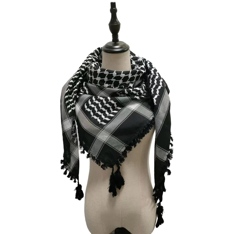 Fringed Arab Scarf Shemagh Head Wrap Arabian - Lena & Miles Exquisite Boutique LLC.