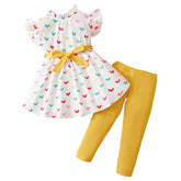 2PCS Kids Girl Lovely Clothing Set Heart Sleevel - Lena & Miles Exquisite Boutique LLC.