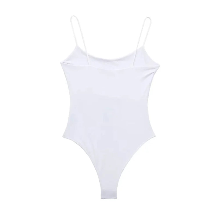 TRAF White Black Body Woman 2024 Sleeveless Tight Bodysuit Lingerie Sexy Woman Bodys Bodycon Backless Bodysuit Women Summer Tops - Lena & Miles Exquisite Boutique LLC.