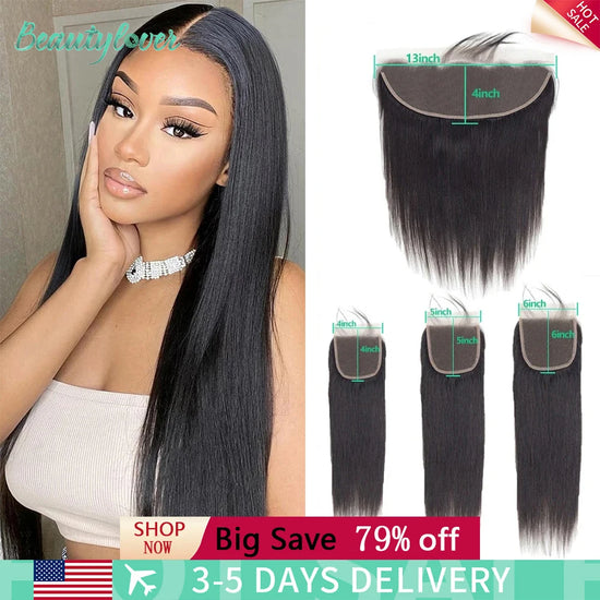 13x4 Human Hair Frontal Lace Only Transparent Lace 4x4 6x6 5x5 Straight Lace Closure Human Hair 24 Inch Brazilian Human Hair