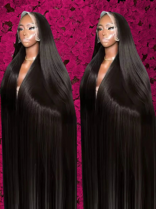 30 40 Inch Bone Straight 13x6 HD Lace Frontal Wigs Pre Plucked Brazilian Transparent Lace Front Human Hair For Women 200 Density