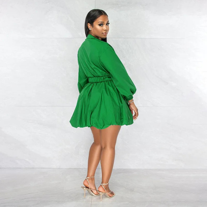 CM.YAYA Long Sleeve with Belt Single Breasted - Lena & Miles Exquisite Boutique LLC.