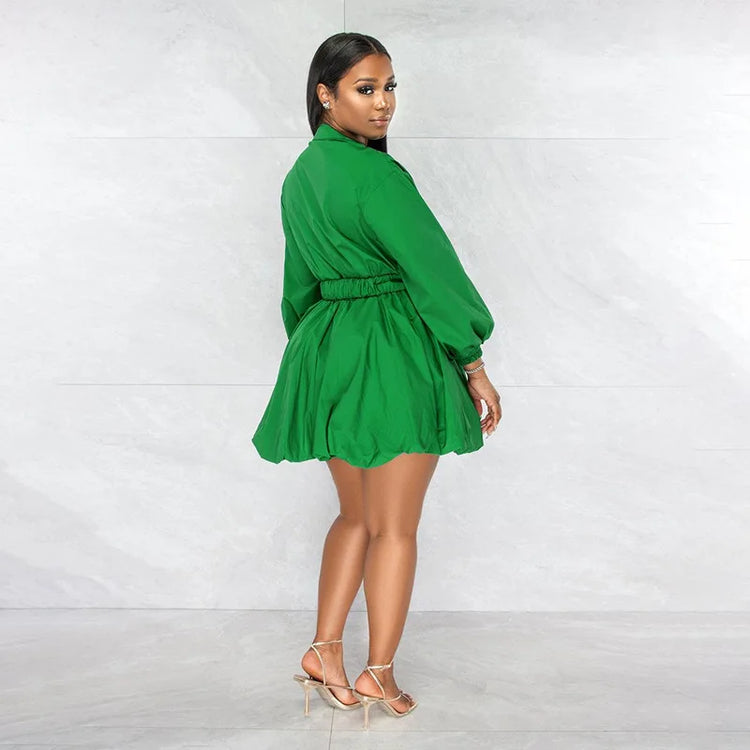 CM.YAYA Long Sleeve with Belt Single Breasted - Lena & Miles Exquisite Boutique LLC.