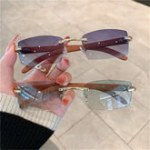 Trendy Punk Sunglasses Rimless Rectangle Sun - Lena & Miles Exquisite Boutique LLC.