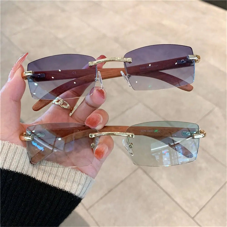 Trendy Punk Sunglasses Rimless Rectangle Sun - Lena & Miles Exquisite Boutique LLC.
