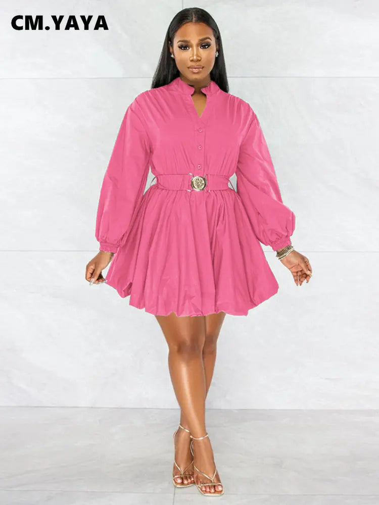 CM.YAYA Long Sleeve with Belt Single Breasted - Lena & Miles Exquisite Boutique LLC.