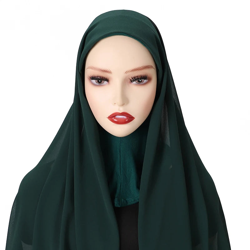Full Cover Inner Muslim Chiffon Hijab Instant Scarf Islamic Cap Head Wear Caps Underscarf Bone Bonnet Headcover - Lena & Miles Exquisite Boutique LLC.
