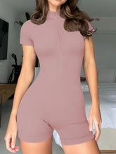 2025 Yoga Jumpsuit Summer Short Sleeve Zipper Sports Wear Gym Fitness Sports Bodysuits Women Fashion Running Yoga Fitness Suit - Lena & Miles Exquisite Boutique LLC.