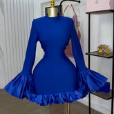 CM.YAYA Women O-neck Long Flare Sleeve Ruff - Lena & Miles Exquisite Boutique LLC.