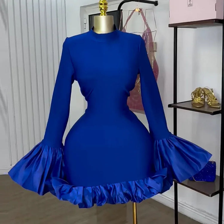 CM.YAYA Women O-neck Long Flare Sleeve Ruff - Lena & Miles Exquisite Boutique LLC.