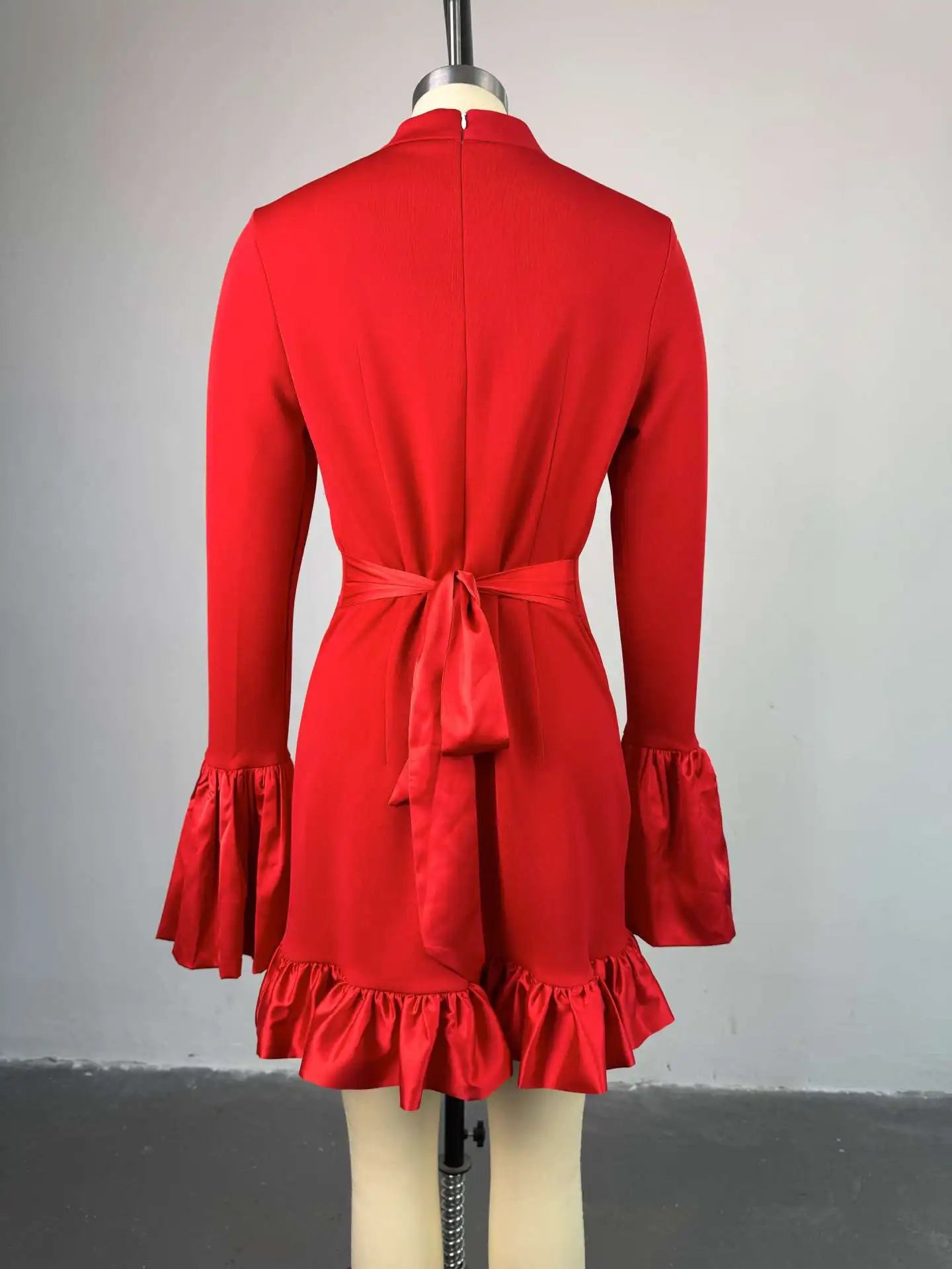 CM.YAYA Women O-neck Long Flare Sleeve Ruff - Lena & Miles Exquisite Boutique LLC.